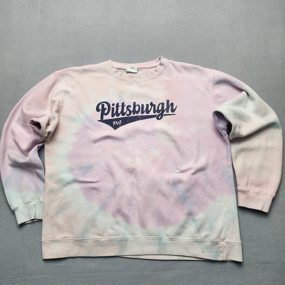 Dreamsicle Pittsburgh PA Tie Dye Sweatshirt XL Pastel Pink Blue Pullove